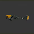 Green and Yellow Airplane Model With Propeller Wing Markings and Attached Bombs