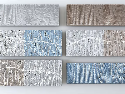 Modern Abstract Textured Wall Decor With Multiple Colorful Panels In Gray Brown Blue Tones 3d model