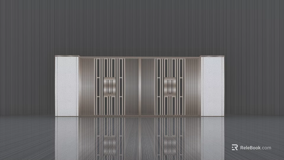 Elegant Modern Metal Grille Partition Components with Lattice Design in Interiors 3d model 