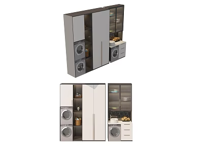 Contemporary Modern Bathroom Cabinet Rack Featuring Mirror Drawers And Storage Shelves 3d model