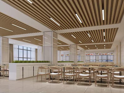 Modern Canteen Staff Restaurant 3d model