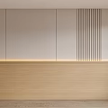 Minimalist Modern Bedroom Accent Wall With Light Colored Panels Vertical Slats And Wooden Base