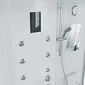 Modern Shower Sauna With Transparent Glass Door Multiple Showerheads And Control Panel