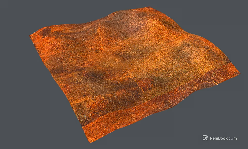 Orange Brown Natural Landscape With Textured Undulating Terrain Surface And Earthy Tones 3d model 