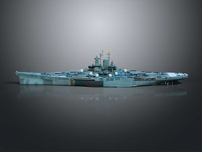 Large Military Aircraft Carrier With Flight Deck And Naval Superstructure 3d model