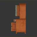 Vintage Wooden Cabinet With Green Doors Drawers And Open Shelves Design