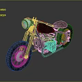 Vintage Motorcycle With Classic Design Blue Headlight Brown Seat Large Tires And Metal Frame