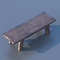 Wooden Bench With Natural Wood Grain Surface And Simple Rustic Design 3d model