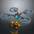 Futuristic Drone With Star Shaped Object And Multiple Propellers Design 3d model