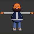 Cartoon Character With Brown Beard Blue Vest White Sleeves Blue Pants Red Shoes Arms Outstretched