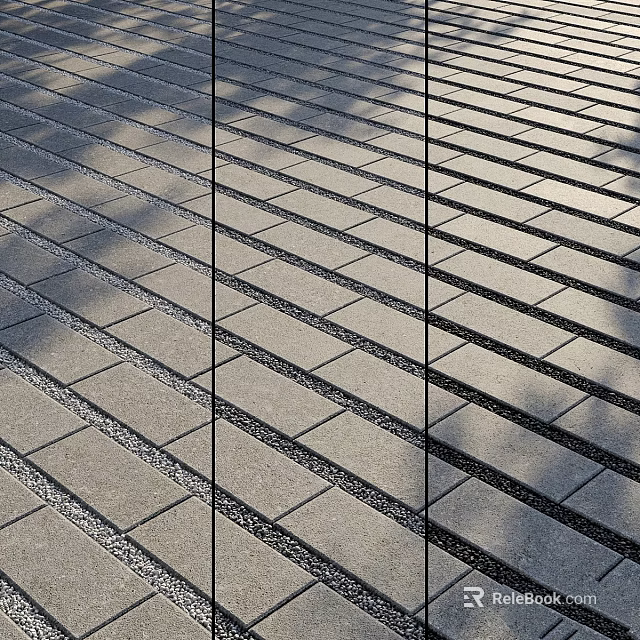 Geometric Brick Ground Design With Gravel Filled Joints And Natural Shadows 3d model 