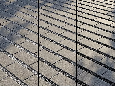 Geometric Brick Ground Design With Gravel Filled Joints And Natural Shadows 3d model