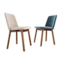 Modern Dining Chairs With Beige And Blue Fabric Seats Wooden Legs Design Blueprint