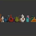 Colorful Vase Sculptures with Various Shapes and Vibrant Hues Artistic Carving Collection
