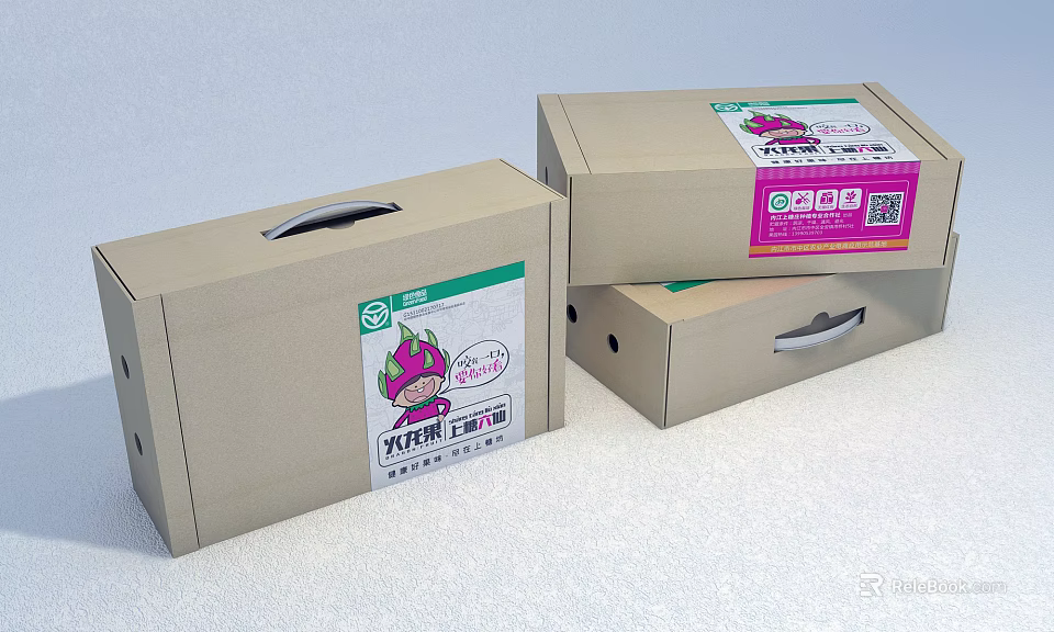 Decorative Ornament Set with Cute Cartoon Patterns Handle Cartons and QR Code Labels 3d model