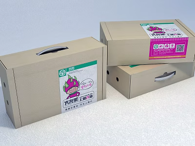 Decorative Ornament Set with Cute Cartoon Patterns Handle Cartons and QR Code Labels 3d model