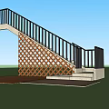 Modern Staircase With Black Railings Brown Lattice Side And Concrete Steps