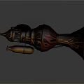Ornate Decorative Blaster With Red Black Patterns And Yellow Horn Shaped Nozzle 3d model
