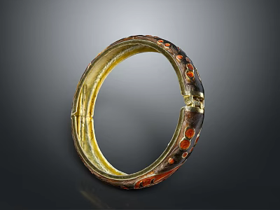 Elegant Gold Brown Bracelet With Decorative Dots For Daily Fashion Accessory 3d model