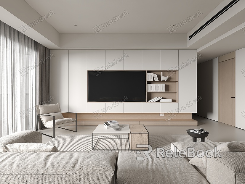 Modern Living Room Cream Style Living Room Minimalist Living Room Italian Style Living Room Italian Style Sofa TV Cabinet TV Wall model