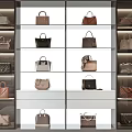 Fashionable Handbags Display With Various Styles And Leather Materials On Shelves