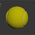Bright Yellow Tennis Ball With White Stitching And Textured Surface On Grey Background