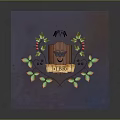 Green Vines With Red Berries And Colorful Leaves Around Wooden Shield On Purple Blue Background
