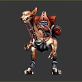 Fantasy Camel Mount With Red And Blue Decorative Armor And Gear Details