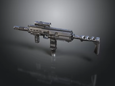 Modern Tactical Assault Rifle with Optical Sight Grip and Muzzle Device Features 3d model