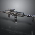 Modern Tactical Assault Rifle with Optical Sight Grip and Muzzle Device Features