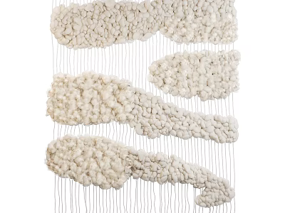 Modern Woven Wall Decor with Cream Abstract Shapes and Hanging Design for Home Interior 3d model