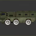 Green Military Tank With Multiple Wheels Round Top Hatches And Side Windows