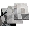 Square Area Rugs Featuring Abstract Geometric Patterns In Neutral Gray Black White Tones 3d model