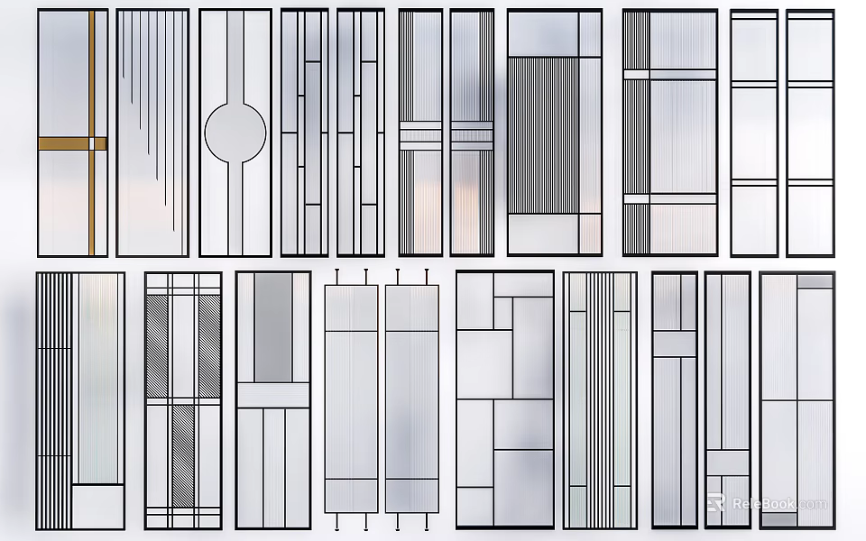 Modern Room Divider Designs With Various Patterns And Materials For Interior Spaces 3d model