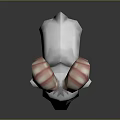 3D Model Of Cute White Lamb With Pink Red Spiral Horns And Red Hooves