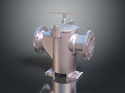 Stainless Steel Industrial Valve With Flange Connections And Top Handle Design 3d model