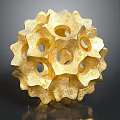 Golden Geometric Furniture Decorative Sculpture With Hollow Patterns And Artistic Design