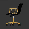 Sleek Modern Black Office Chair With Gold Armrests And Sturdy Caster Base Design