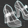 Modern round toe high heels 3d model