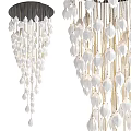 Elegant Modern White Chandelier with Numerous Hanging Teardrop Beads Design 3d model