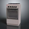 Beige Freestanding Kitchen Stove Oven With Black Knobs And Glass Door Front