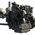 High Power Industrial Engine Mechanical Design With Detailed Components And Heavy Duty Parts