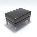 Modern Leather Ottoman With Square Design And Metal Legs For Living Room