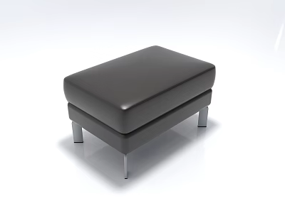 Modern Leather Ottoman With Square Design And Metal Legs For Living Room 3d model
