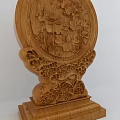 Wooden Carved Decorative Ornament Set With Lotus Pattern And Exquisite Base Design