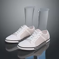 White Casual Sneakers With Black Soles Mesh Upper And Gray Sock Liners
