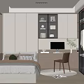 Tatami Bedroom Modern Interior Design With Bed Desk Computer Built in Bookshelf and Window Blinds