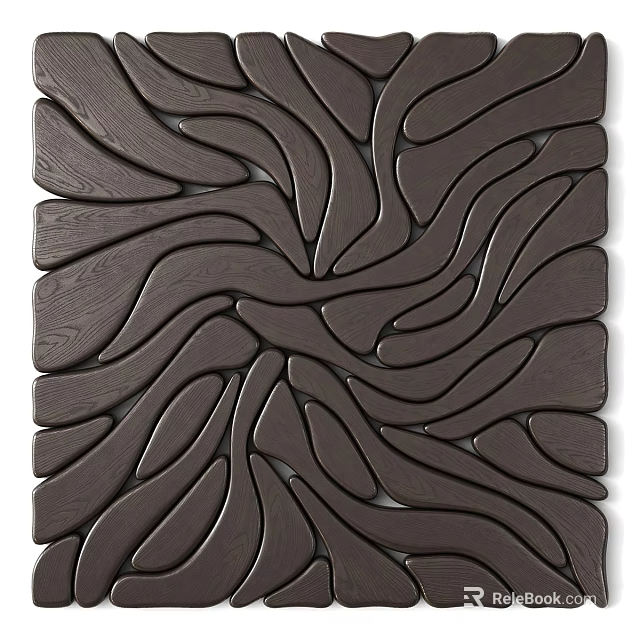 Modern Abstract Wooden Wall Decor With Wavy Curved Patterns For Home Interior 3d model 