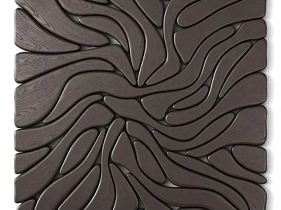 Modern Abstract Wooden Wall Decor With Wavy Curved Patterns For Home Interior 3d model