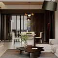 Modern Stylish Open Plan Living And Dining Room With Elegant Neutral Tone Interior Home Design
